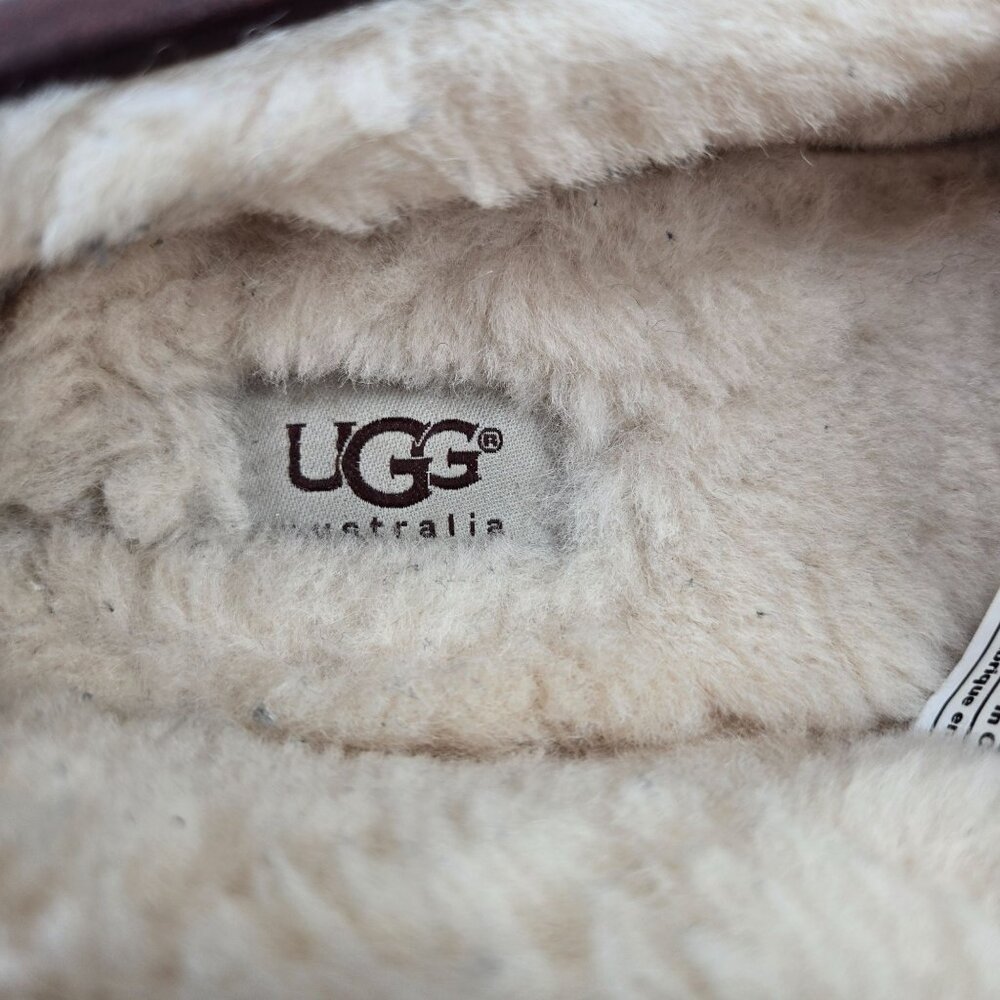 Ugg Slipper Loafers Mens 11 Brown Leather Fur Lined Slip On Comfort Dress Shoes - Picture 10 of 12